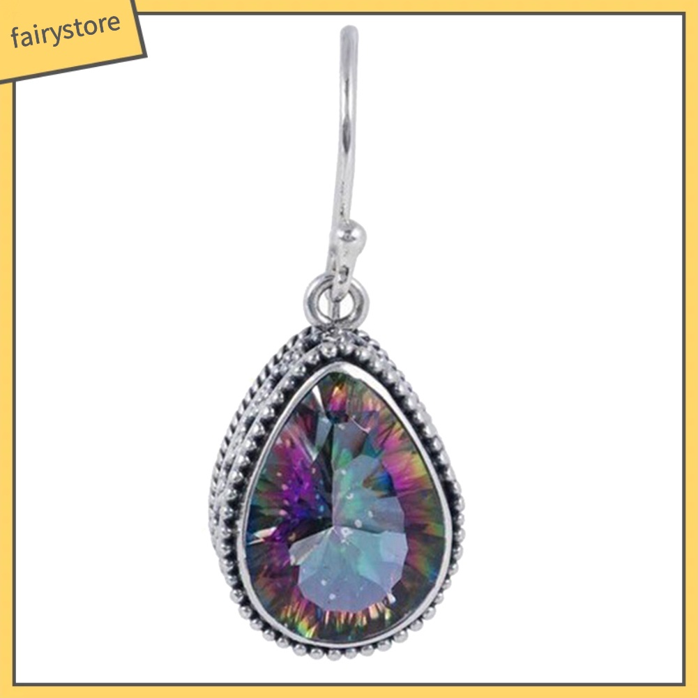 Bông Tai Chuỗi Đính Đá Topaz Giả Hình Giọt Nước Nhiều Màu Thời Trang Cho Nữ