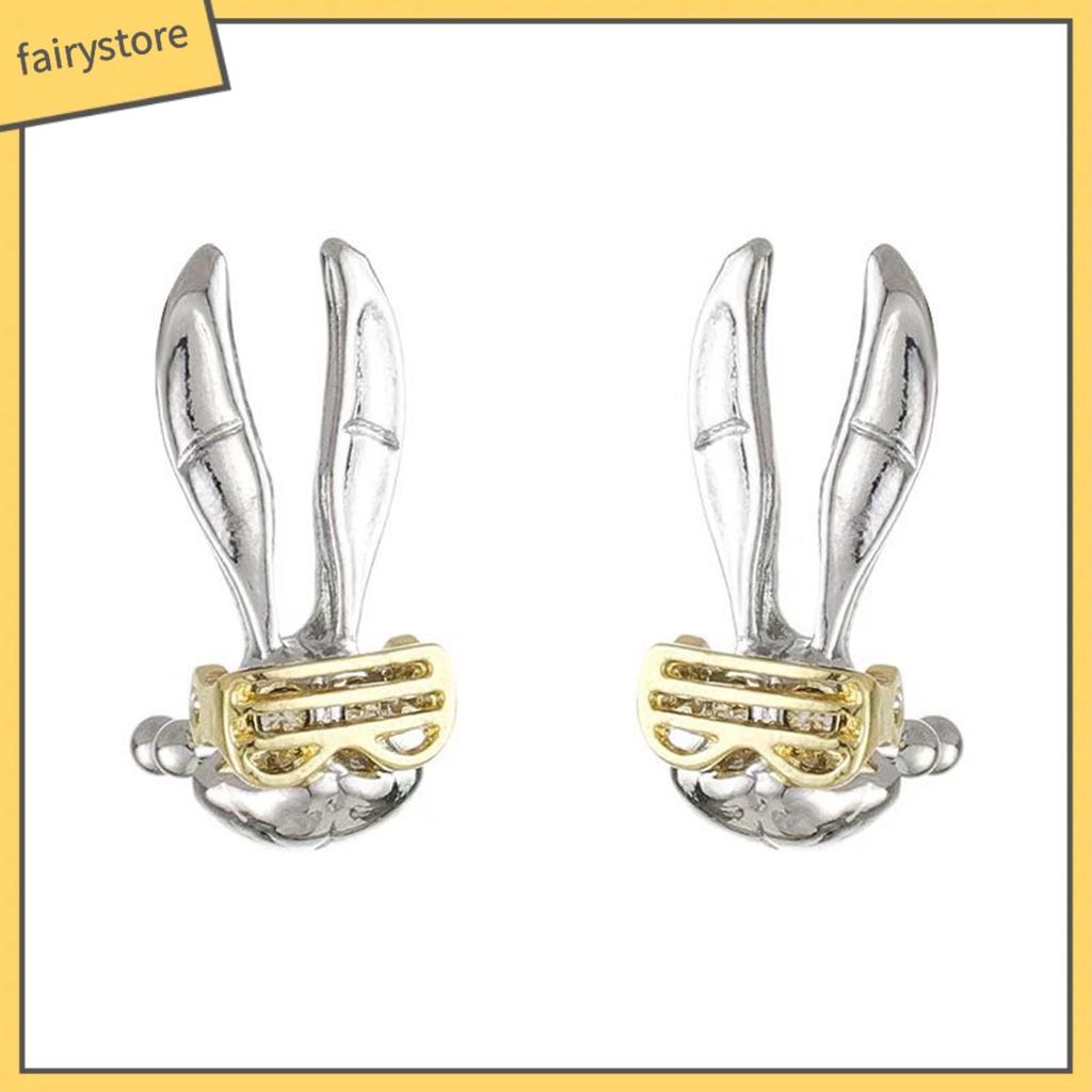 1 Đôi Khuyên Kẹp Vành Tai / Kính Mát Hình Thỏ Phong Cách Hip Hop Punk Thời Trang