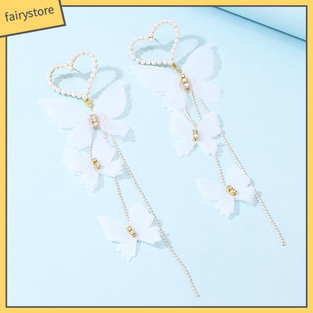 1 Đôi Bông Tai Hợp Kim Thả Ngọc Trai / Bướm / Trái Tim Thời Trang