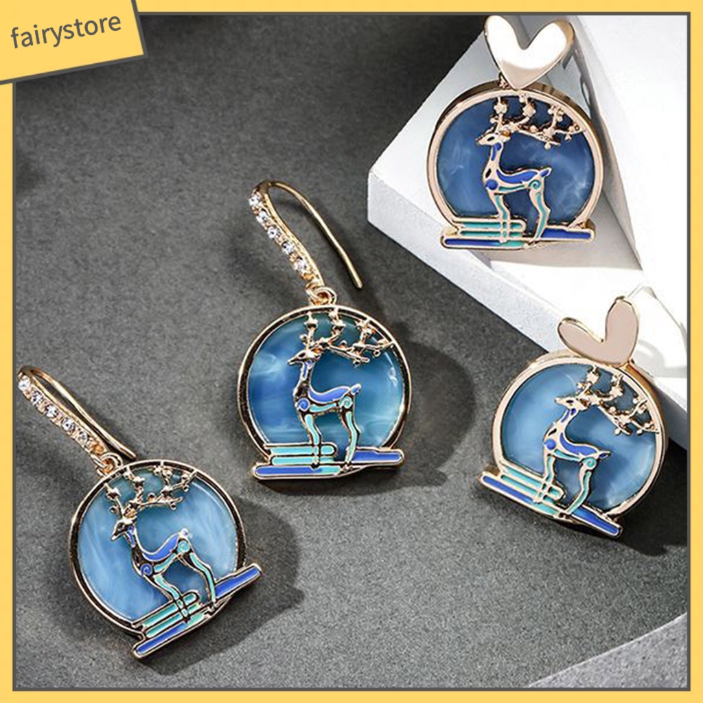 1 Đôi Bông Tai Móc Hình Cá Bằng Kim Loại Phong Cách Trung Hoa Dành Cho Nữ