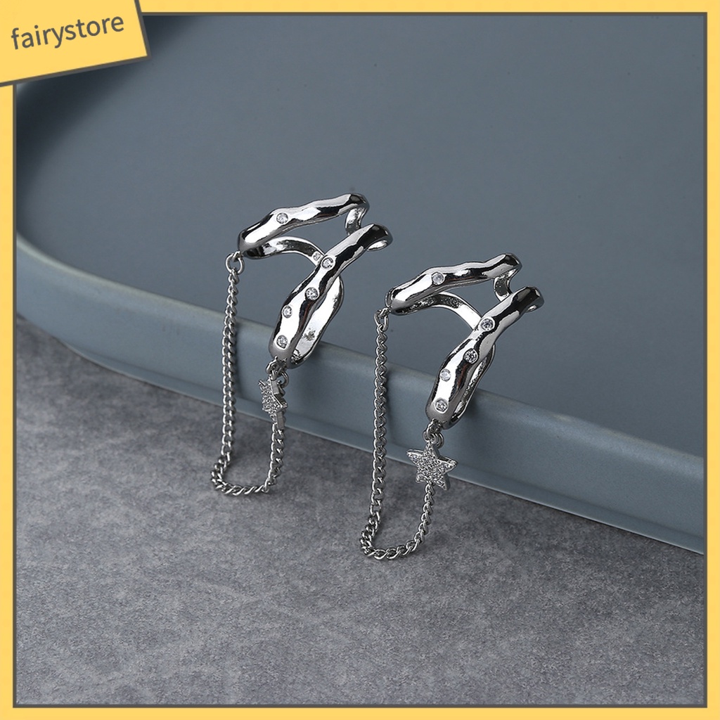 1 Khuyên Tai Dạng Kẹp Dây Xích Hở Trơn Màu Bằng Đồng Không Gỉ