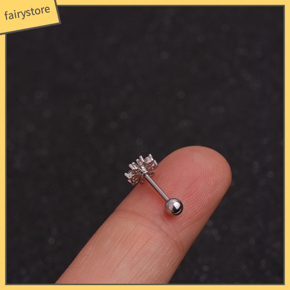 1 Chiếc Bông Tai Hình Hoa / Mặt Trăng / Ngôi Sao Đính Đá Zircon Thời Trang Nữ