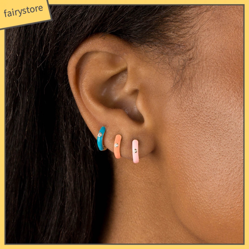 1 Đôi Bông Tai Tròn Đính Đá Zircon Bằng Hợp Kim Tinh Tế Dành Cho Nữ