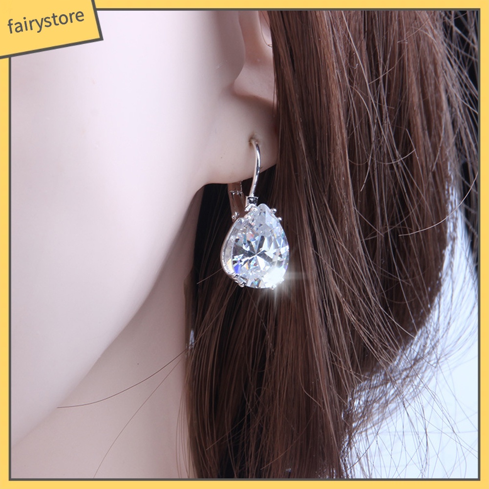 Bông Tai Hình Giọt Nước Đính Đá Zircon Thời Trang Dành Cho Nữ