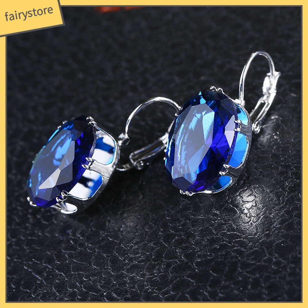 Bông Tai Chuỗi Đính Đá Quý Nhân Tạo Hình Oval Thanh Lịch Cho Nữ