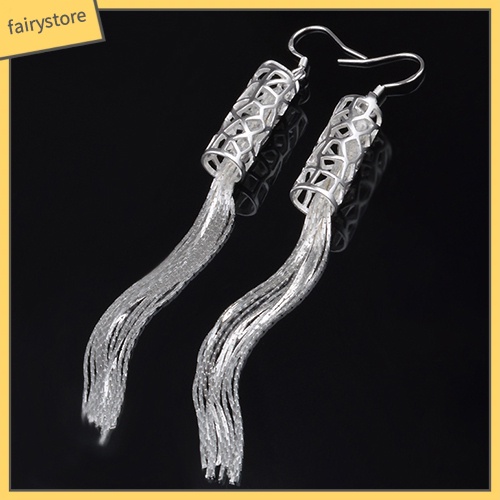 Bông Tai Mạ Bạc Dáng Dài Tua Rua Thời Trang Cho Nữ