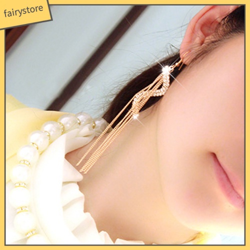 Bông Tai Dài Hình Chữ S Đính Đá Thời Trang Dành Cho Nữ