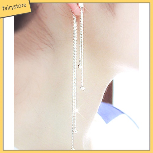 Bông Tai Dài Đính Đá Tua Rua Bằng Hợp Kim Dành Cho Nữ