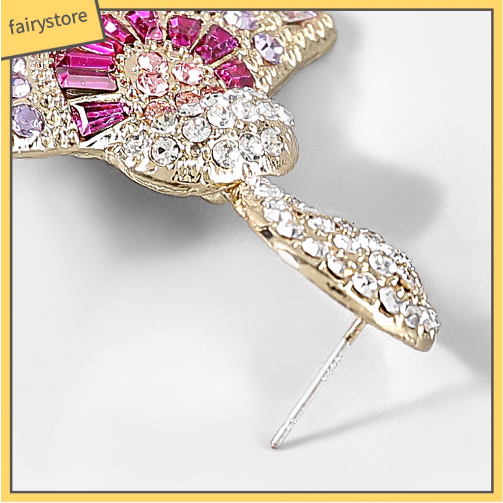 1 Đôi Bông Tai Hình Quạt Đính Đá Nhiều Màu Sắc Lấp Lánh Dành Cho Nữ