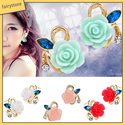 Bông Tai Hình Hoa Hồng Bằng Resin Dễ Thương Cho Nữ