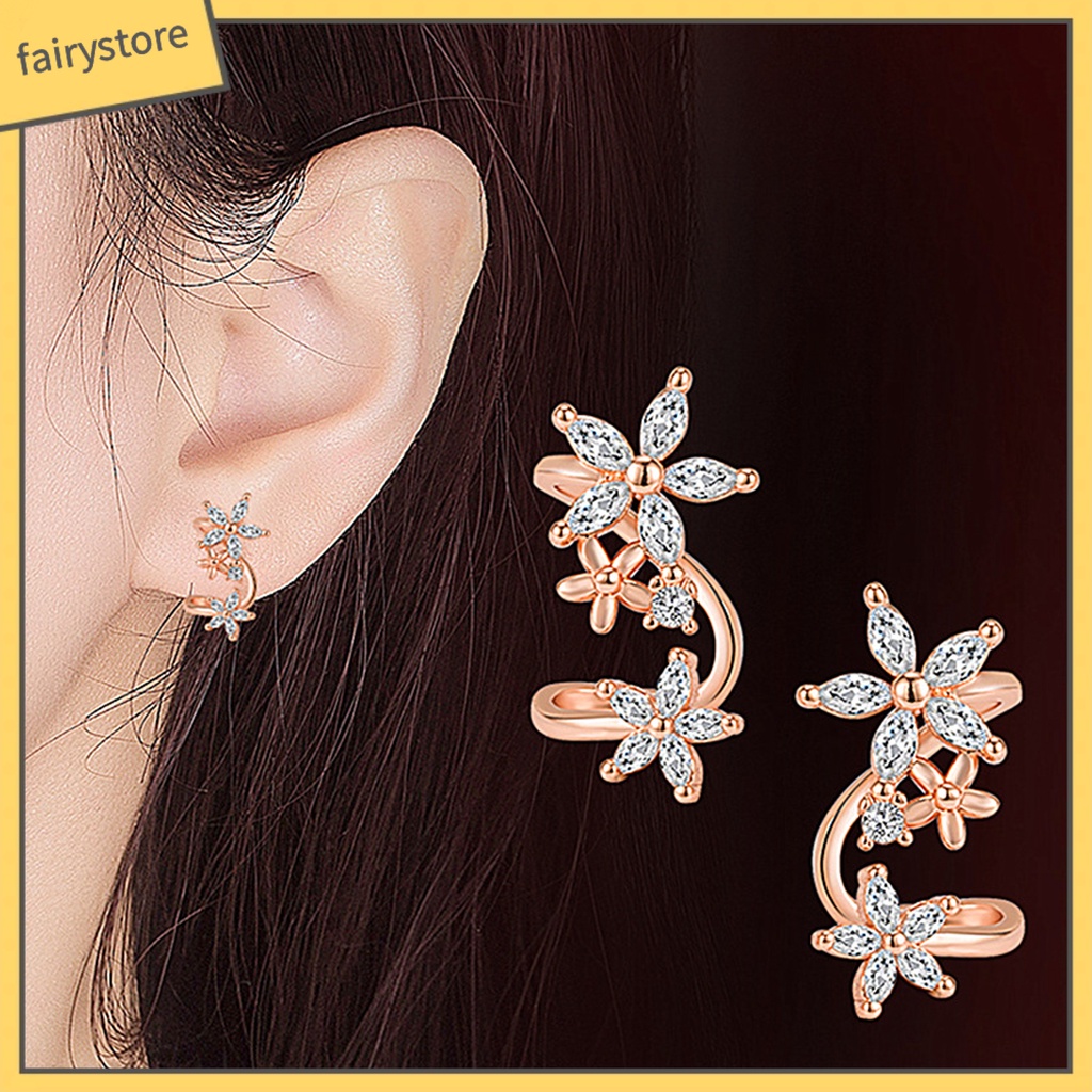 1 Đôi Bông Tai Hình Hoa Đính Đá Zircon Lấp Lánh Dành Cho Nữ