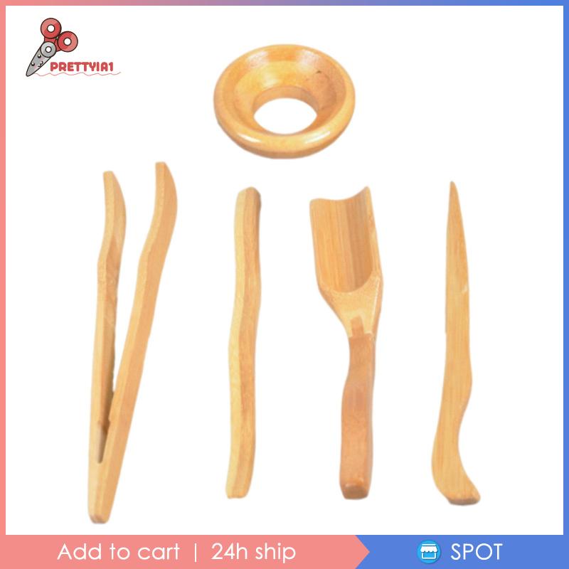 1 [Prettyia] Set 5 Kẹp Gỗ Gắp Trà &amp; Cà Phê