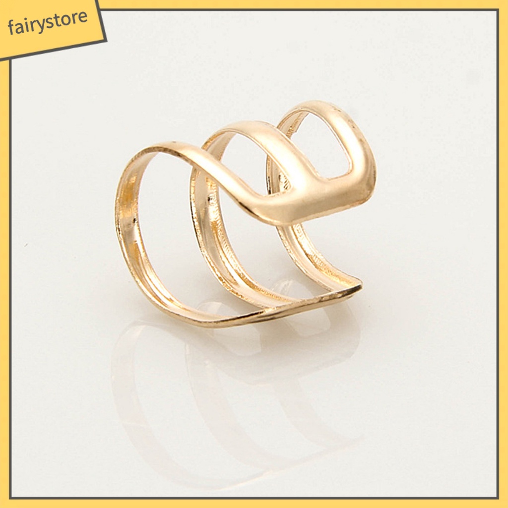 1 Khuyên Kẹp Tai 3 Vòng Rỗng Đơn Giản Có Thể Điều Chỉnh Đa Ứng Dụng Cho Nữ