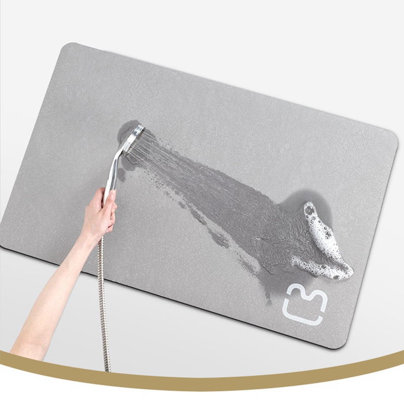 Thảm Chùi Chân Siêu Thấm Nước, Chống Trượt, Màu Xám Dùng Cho Nhà Tắm