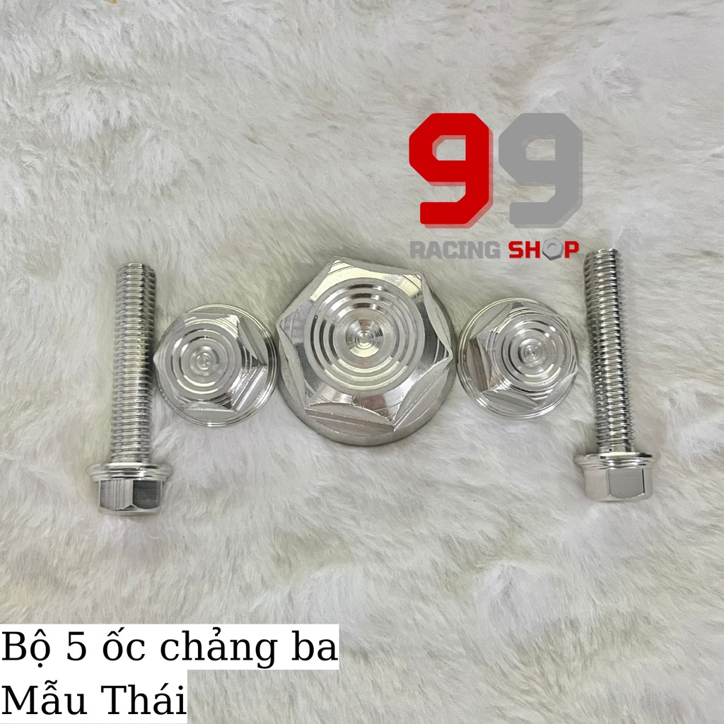 Bộ 5 con ốc chảng ba dàn đầu inox304 mẫu Thái và M3 dành cho Raider Satria Sonic