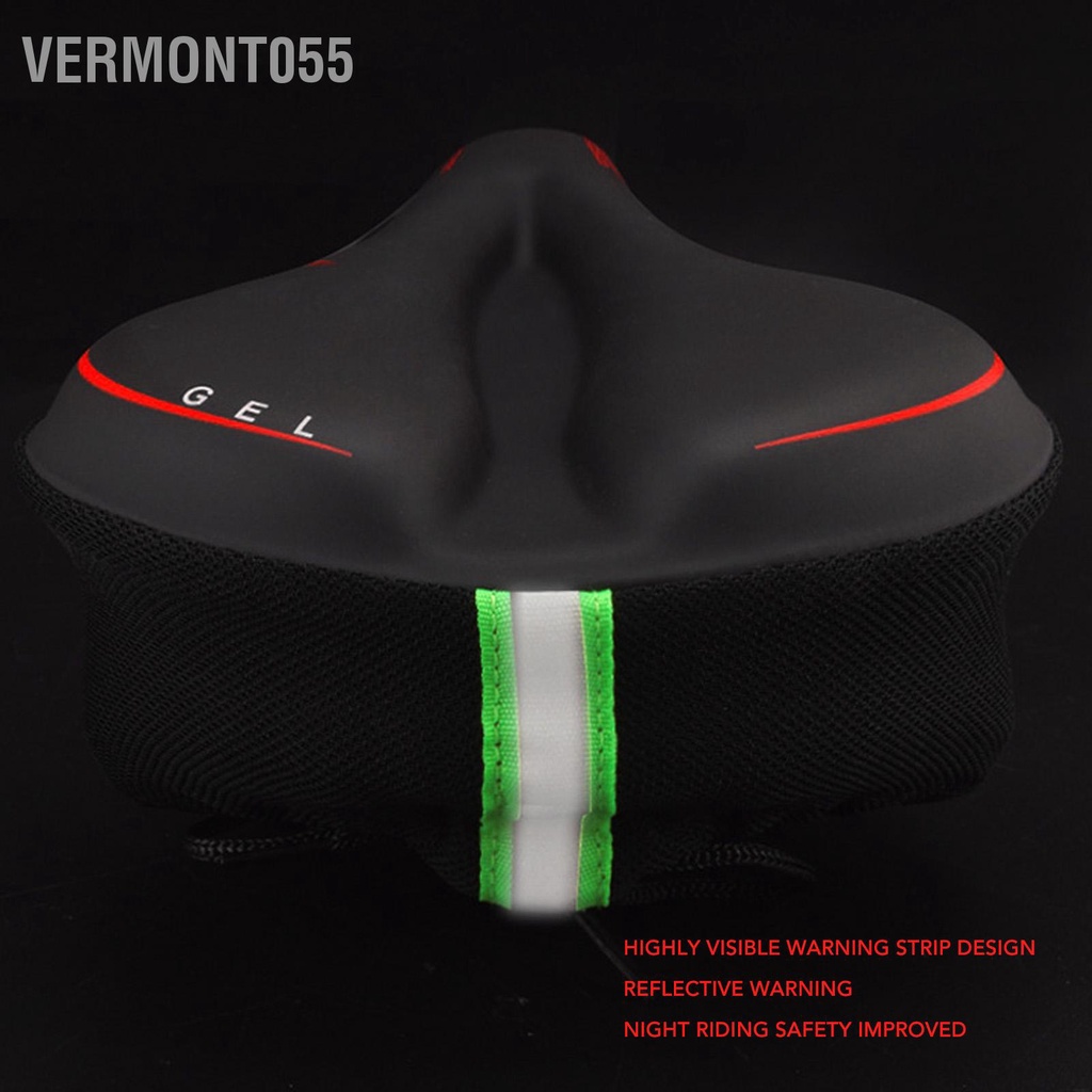 Vermont055 Hẹp Xe Đạp Miếng Làm Dày Silicone Mềm Thoáng Khí Ghế Có Phản Quang Cảnh Báo Tập Thể Dục Đen Đỏ