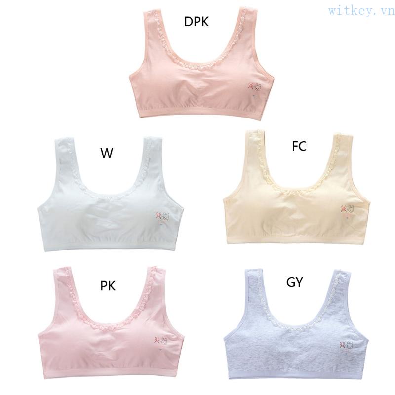 Áo Ngực Thể Thao Cotton Cổ Chữ U In Họa Tiết Hoạt Hình Phối Ren Có Mút Đệm Dành Cho Nữ