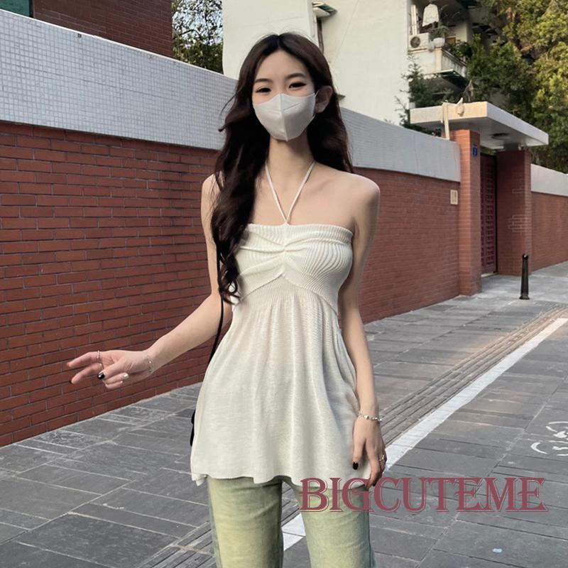 Áo Hai Dây Mùa Hè Dáng Suông Màu Trơn Có Túi Trước Ngực Cho Nữ