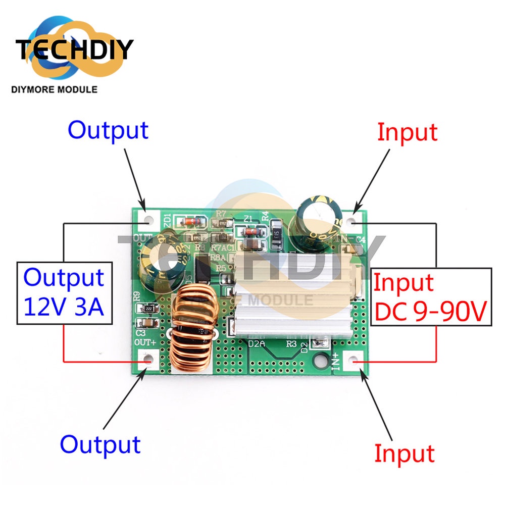 Mô Đun Hạ Áp DC 9V 12V 24V 36V 48V 72V 120V Sang 5V 12V 3A Chuyên Dụng