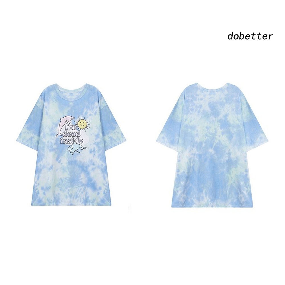 Áo Thun Nữ Ngắn Tay Cổ Tròn Form Rộng Nhuộm Màu Thời Trang