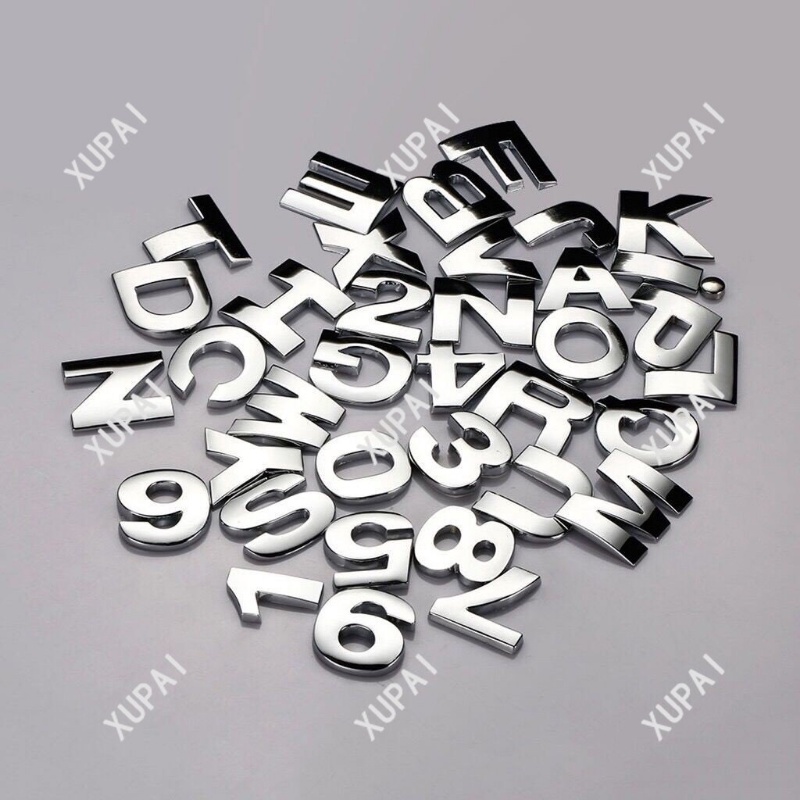 1 Miếng Dán Hình Chữ Cái 3D Bằng Kim Loại Bạc 25mm DIY Trang Trí Xe Hơi