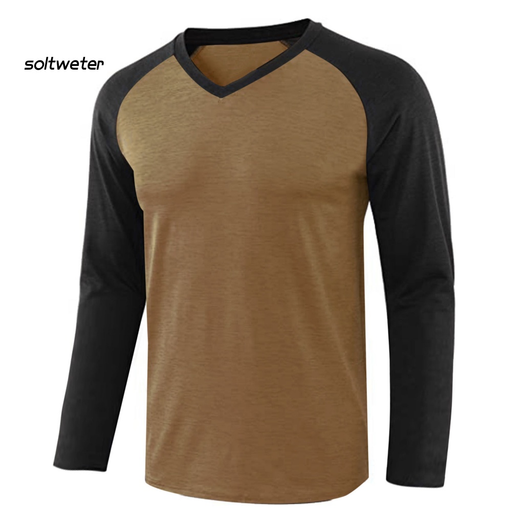 Áo Thun Cổ Tròn Chất Liệu Cotton Pha Màu Tương Phản Siêu Mềm Thời Trang Mùa Thu Cho Nam