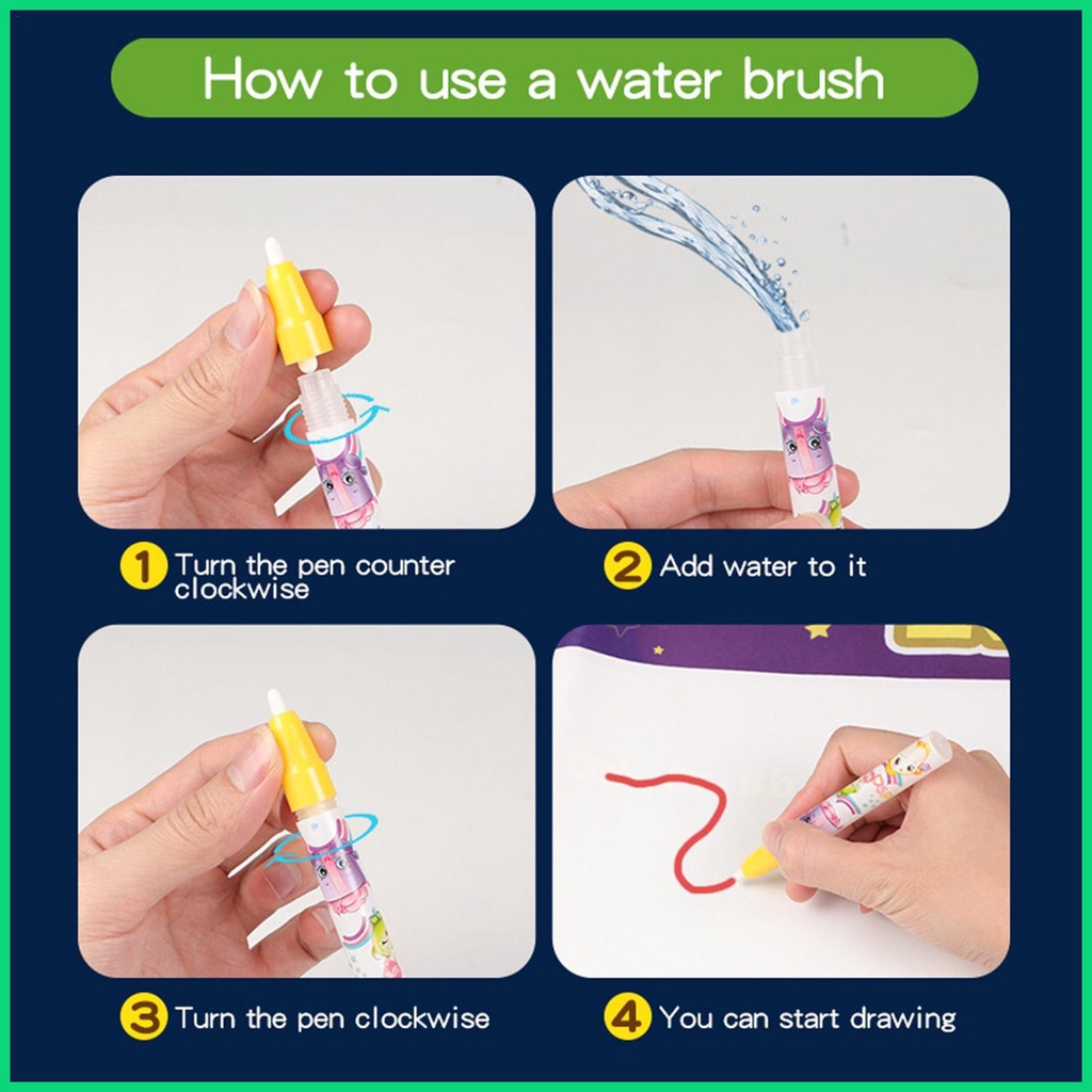 Thảm Tô Màu Nước Ma Thuật Cỡ Lớn Kèm Dụng Cụ Bút Nước Giáo Dục Cho Bé Gái