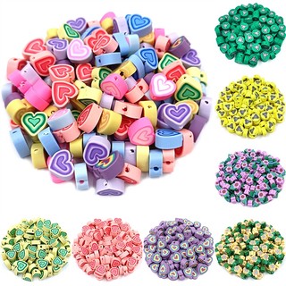 Set 20 hạt đất sét mềm hình hoa / trái tim làm trang sức thủ công