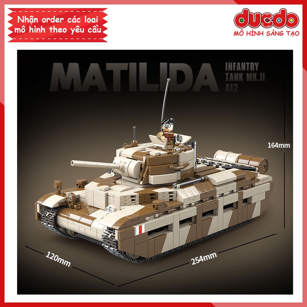 Lắp ghép tank bộ binh Matilda MK.II A12 - Đồ chơi Xếp hình Mô hình WW2 QuanGuan 100236