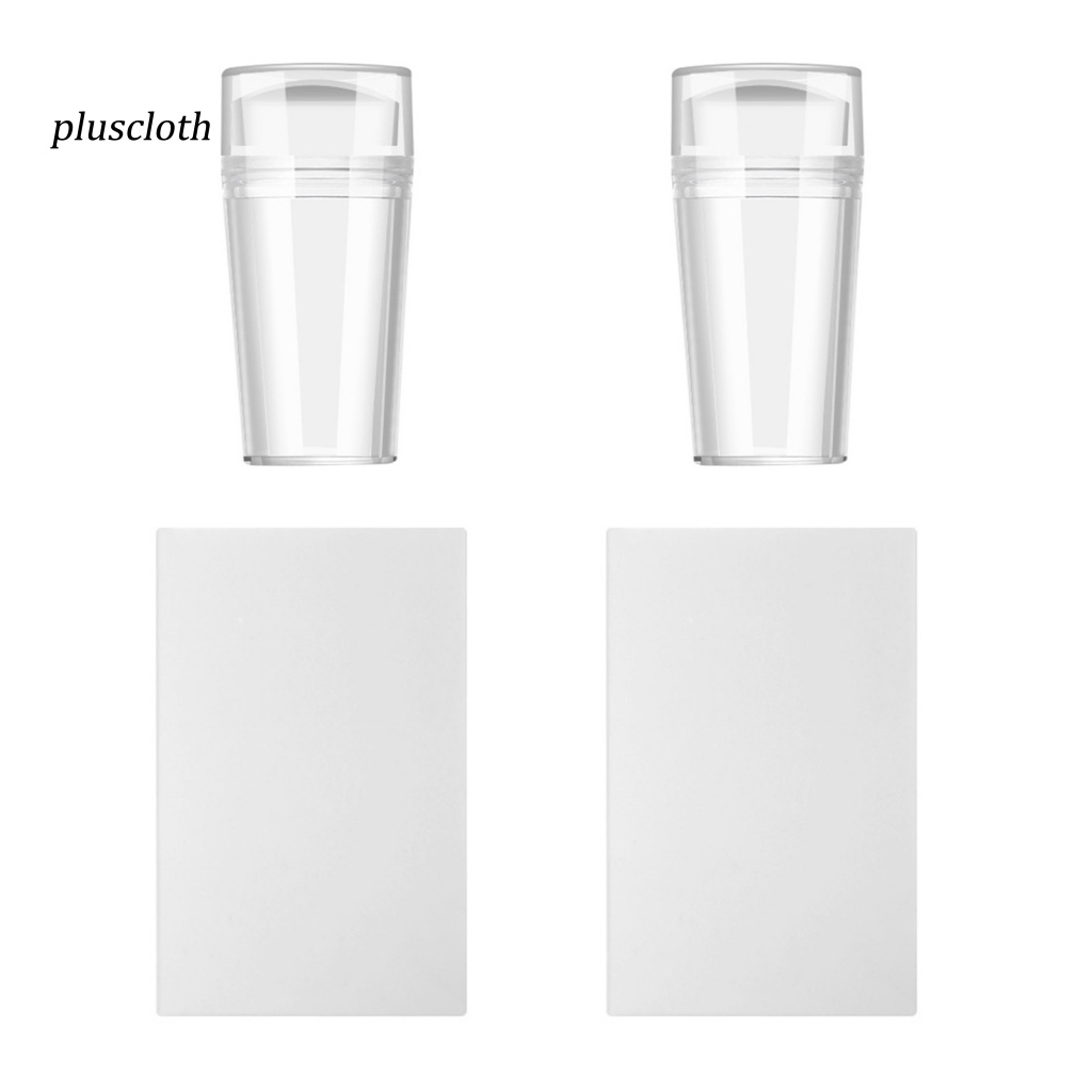 Set 2 Khuôn In Móng Tay Bằng Silicone Có Nắp Tiện Dụng