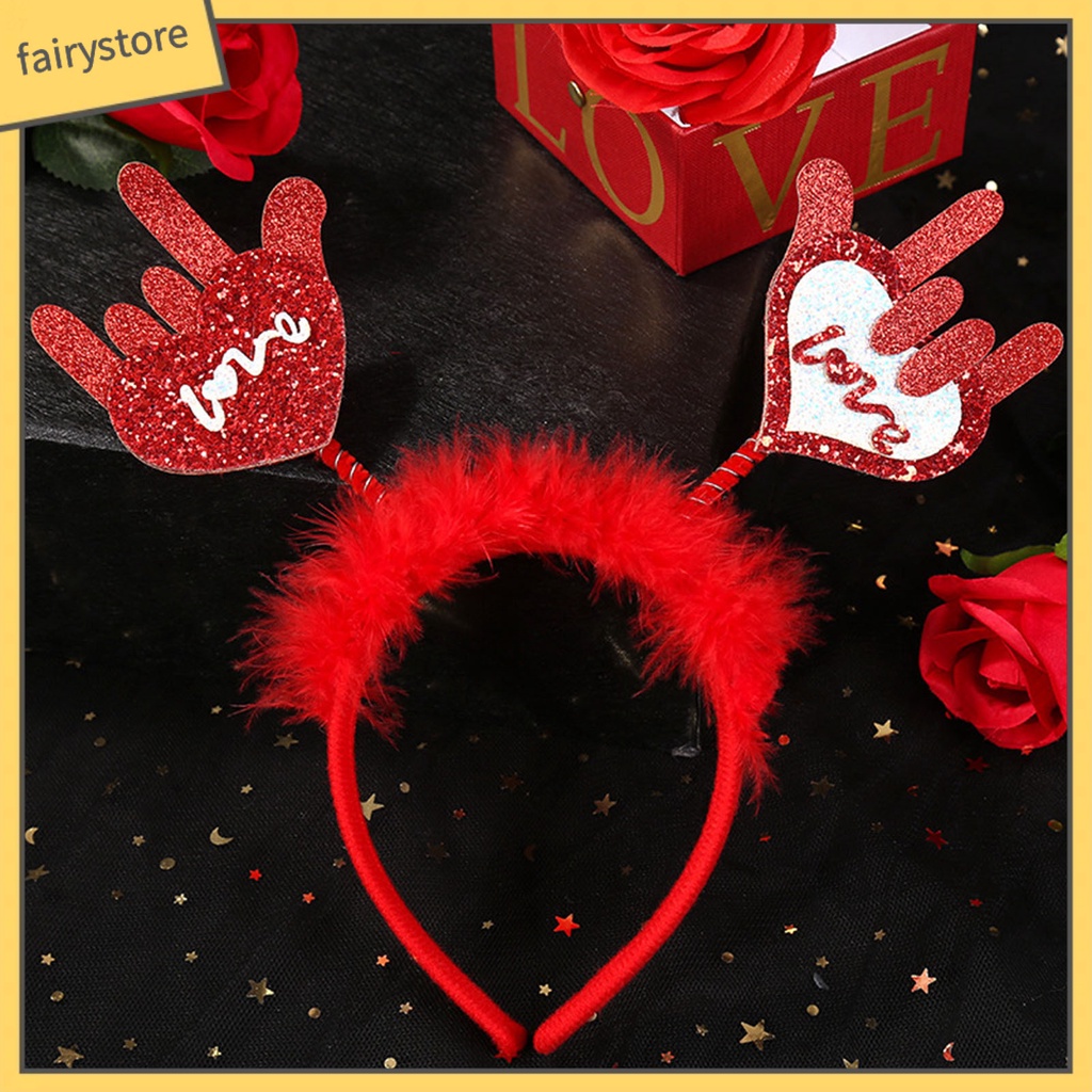 [FRO] Băng Đô Cài Tóc Hình Ăng Ten Trái Tim Đính Kim Sa Vui Nhộn Cho Tiệc Hóa Trang