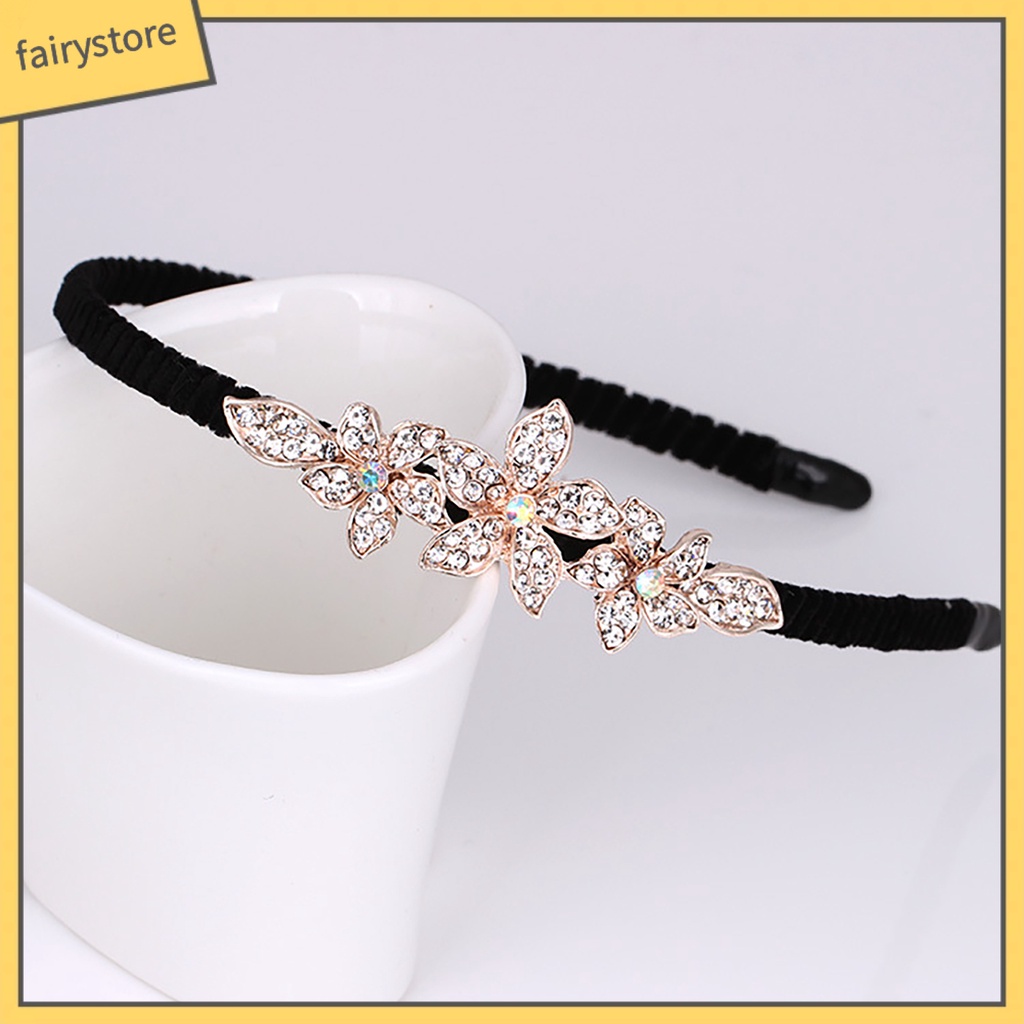 Băng Đô Cài Tóc Đính Đá Chống Trượt Phong Cách Thanh Lịch Dành Cho Nữ