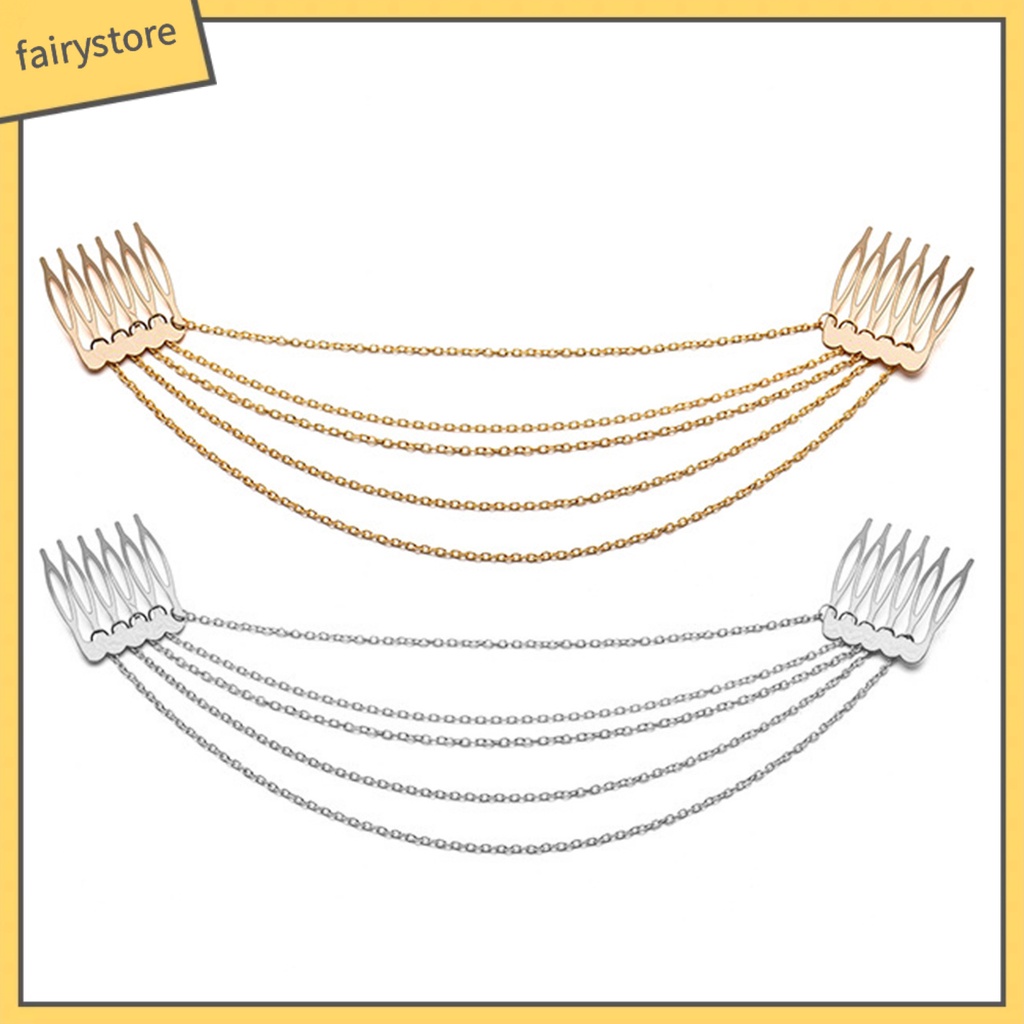 Lược Cài Tóc Bằng Hợp Kim Phối Dây Xích Tua Rua Sang Trọng