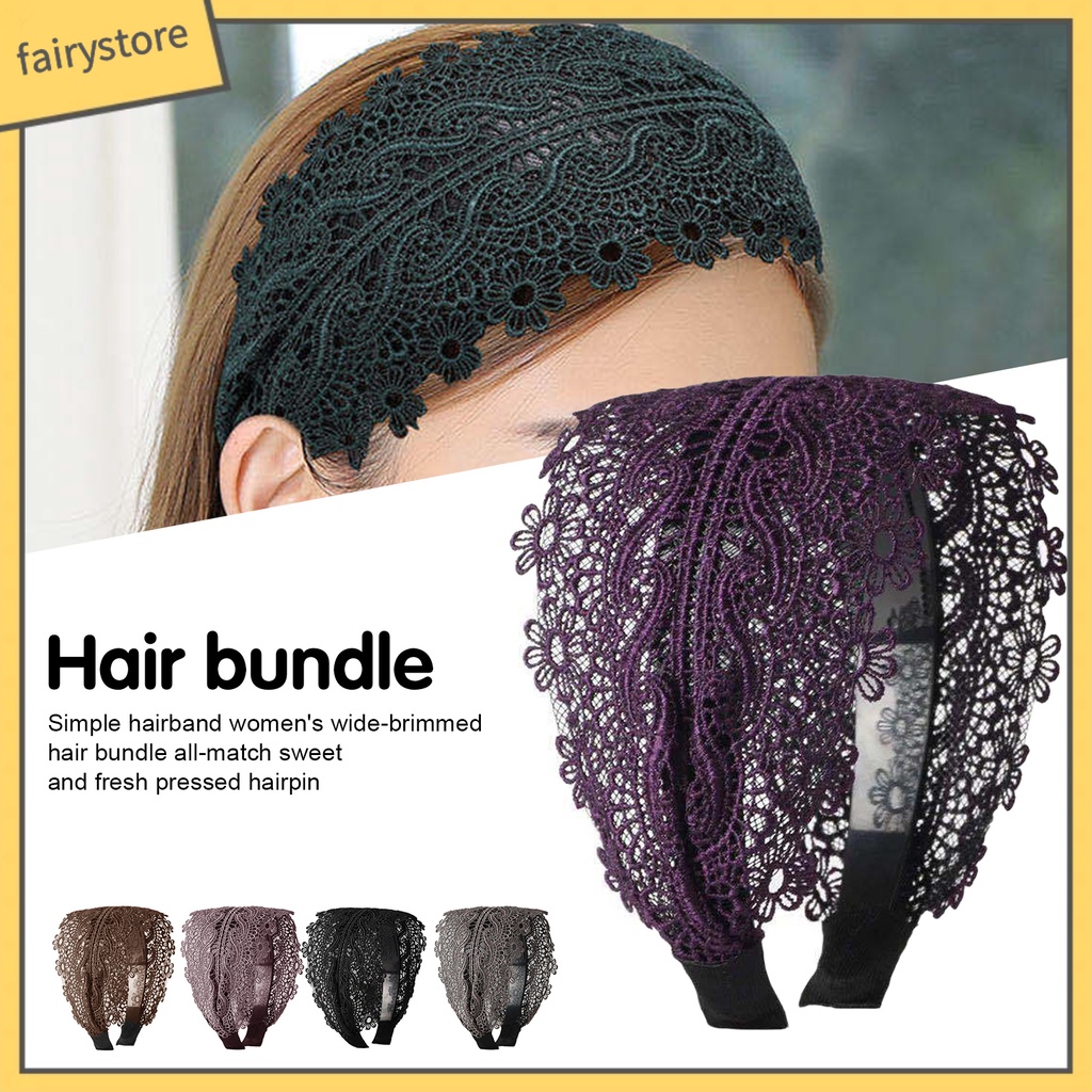 Băng Đô Ren Thêu Họa Tiết Có Răng Chống Trượt Phong Cách Retro Cho Nữ