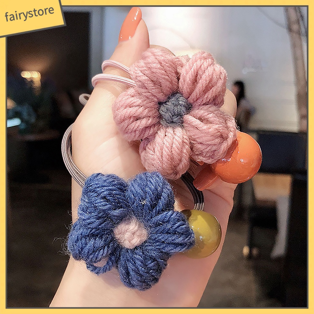 Dây Cột Tóc Co Giãn Mềm Mại Đính Hoa Dễ Thương Cho Bé Gái