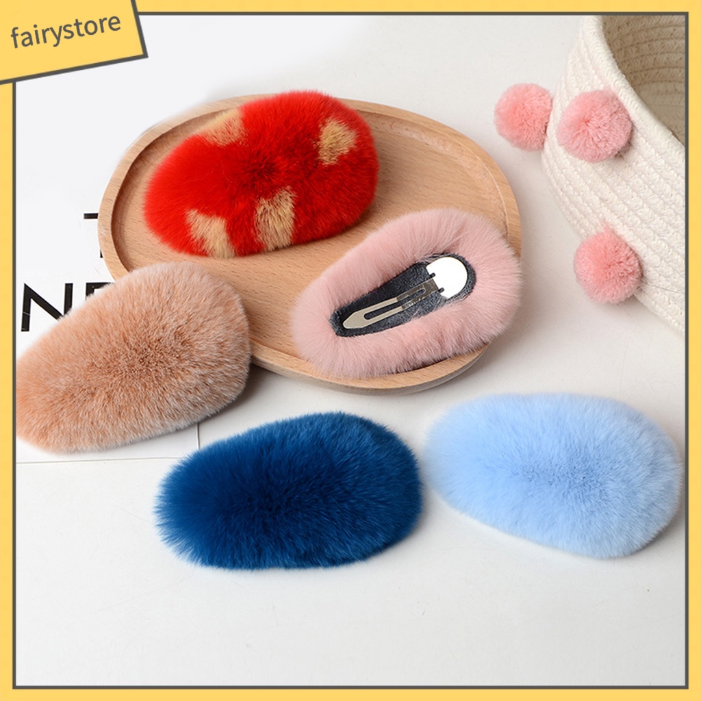 Kẹp Tóc Phủ Lông Giả Mềm Mại Thoải Mái Phong Cách Hàn Quốc