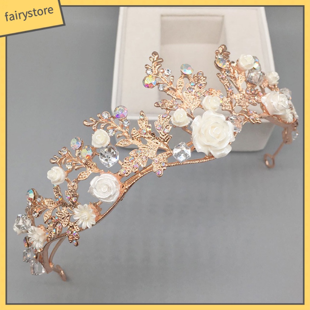 Cài Tóc Hình Vương Miện Đính Đá Lấp Lánh Sang Trọng Cho Cô Dâu