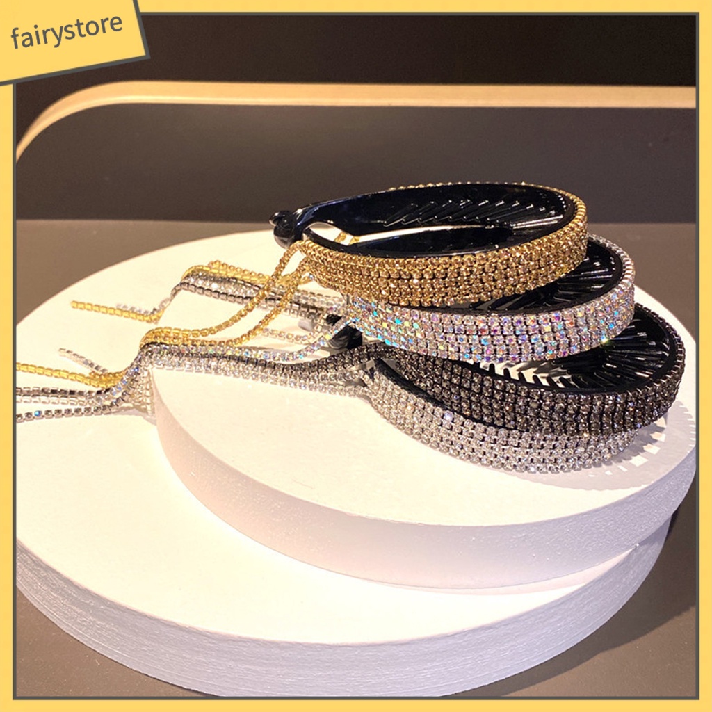 [FRO] Kẹp Tóc Đuôi Ngựa Đính Kim Cương Giả Lấp Lánh Chống Trượt Phong Cách Hàn Quốc