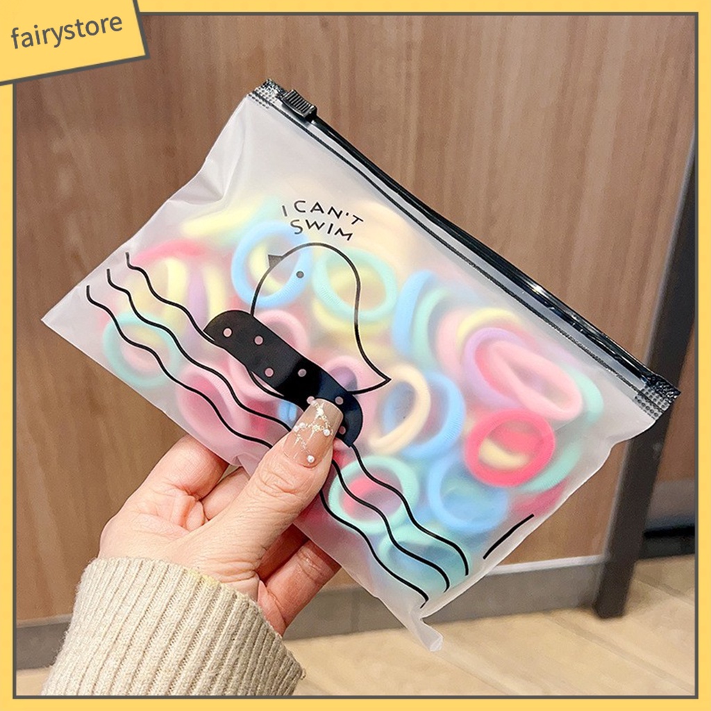 Set 100 Dây Cột Tóc Co Giãn Chống Rơi Màu Sắc Ngọt Ngào Cho Bé Gái