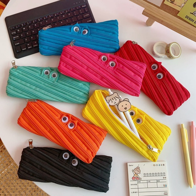 Hàng sẵn giao hỏa tốc Túi Đựng Bút Có Sức Chứa Lớn Thiết Kế Dây Kéo Độc Đáo Họa Tiết Ngộ Nghĩnh, Túi Đựng Văn Phòng Phẩm