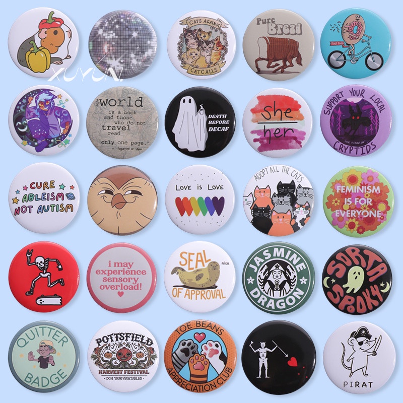 Huy Hiệu Cài Áo 44mm 50 Kiểu Dáng Họa Tiết Động Vật Hoạt Hình Dễ Thương