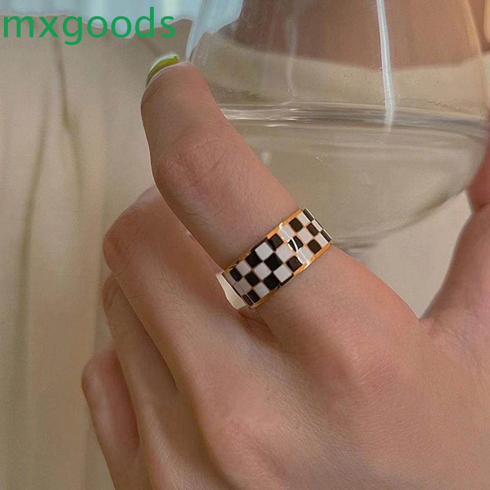 Nhẫn Hở Tráng Men Họa Tiết Lưới Có Thể Điều Chỉnh Kích Thước