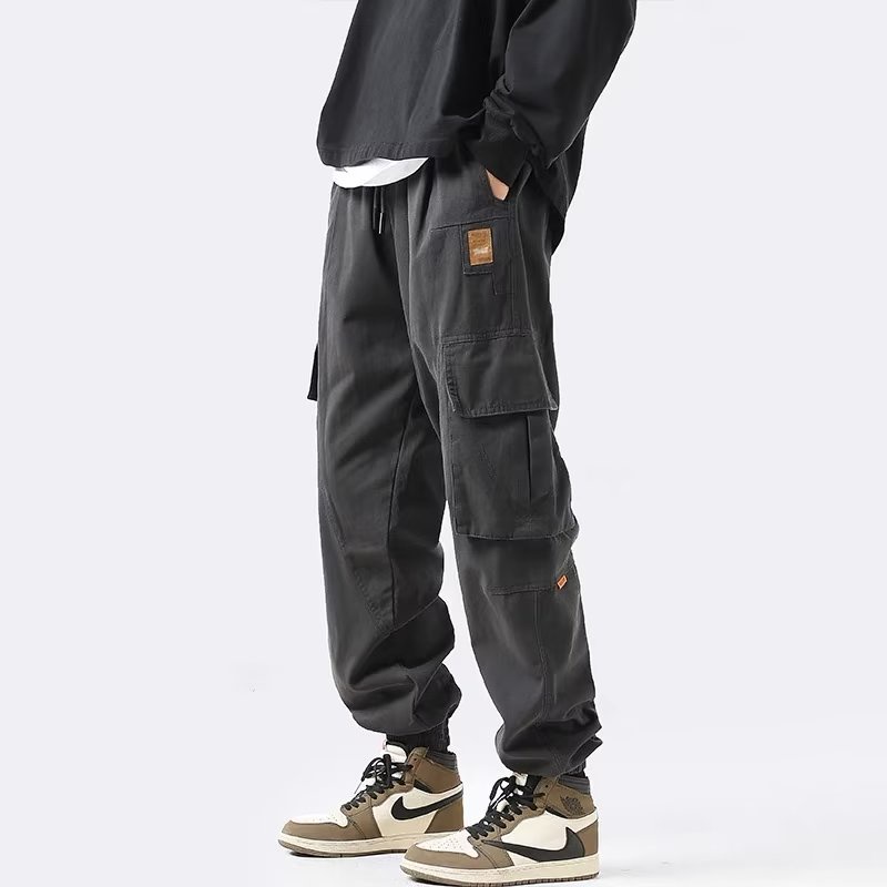 Quần Dài Dáng Rộng Vải Cotton Phối Nhiều Túi Kiểu Retro Nhật Bản Thời Trang Mùa Hè Cho Nam