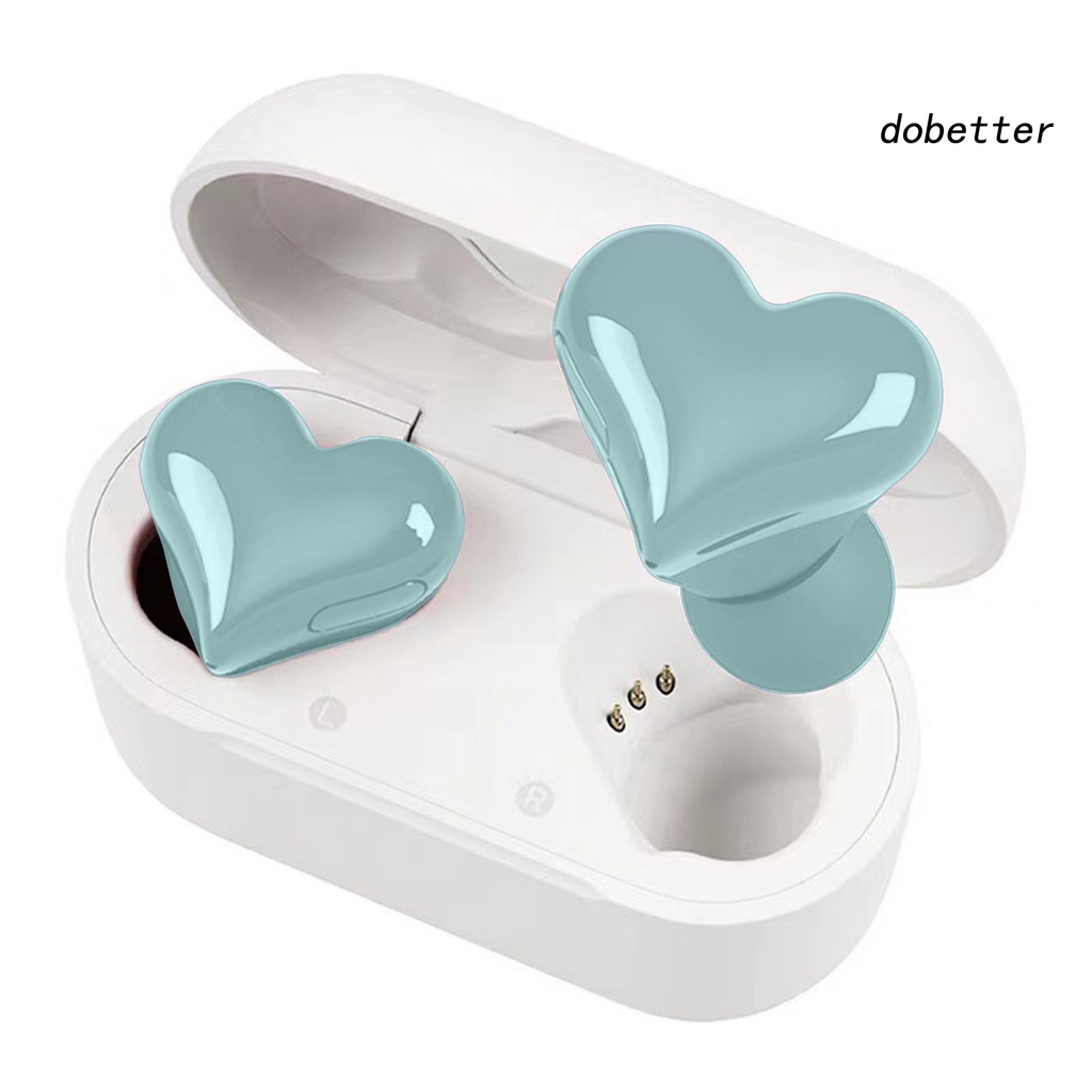 1 Cặp Tai Nghe Nhét Tai Không Dây Chống Nước IPX4 Bluetooth 5.0 Hình Trái Tim Kèm Hộp Sạc