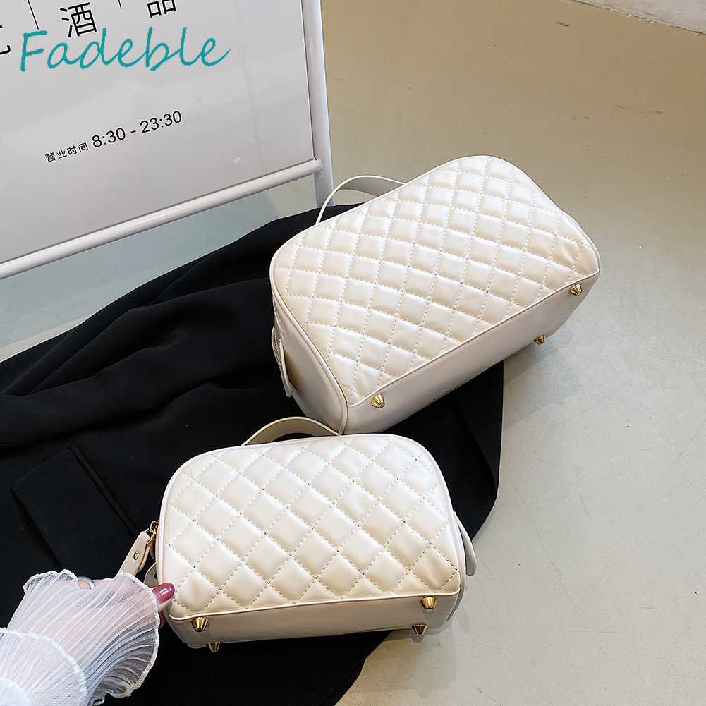 Túi Đựng Mỹ Phẩm Da PU Có Khóa Kéo Họa Tiết Kim Cương Sang Trọng Cho Nữ