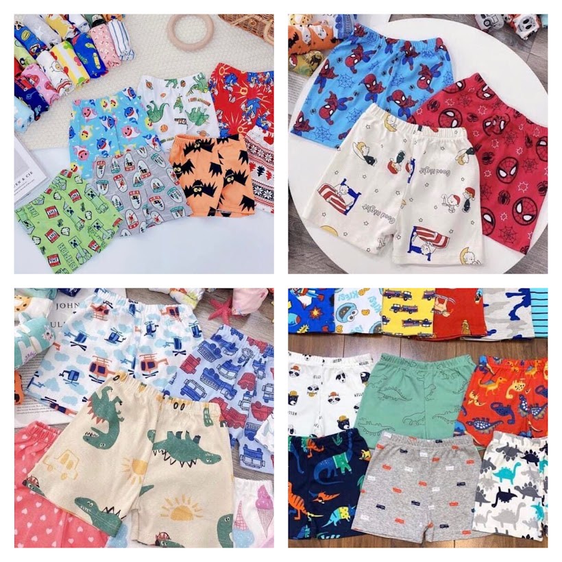 Quần đùi bé trai bé gái thun cotton co giãn nhiều họa tiết ngẫu nhiên MamLa ML175