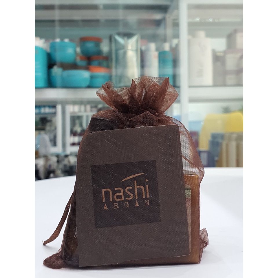 Bộ dầu gội xả và tinh dầu chăm sóc tóc Nashi Argan Travel Kit 30ml- 10ml Hàng chính hãng
