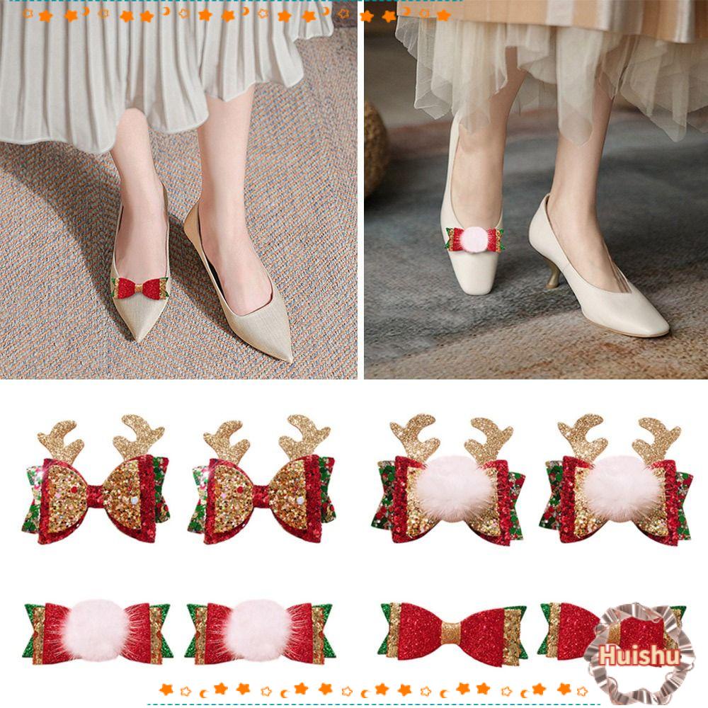 1 Cặp Kẹp Nơ Đính Kim Sa Lấp Lánh Trang Trí Giày Giáng Sinh