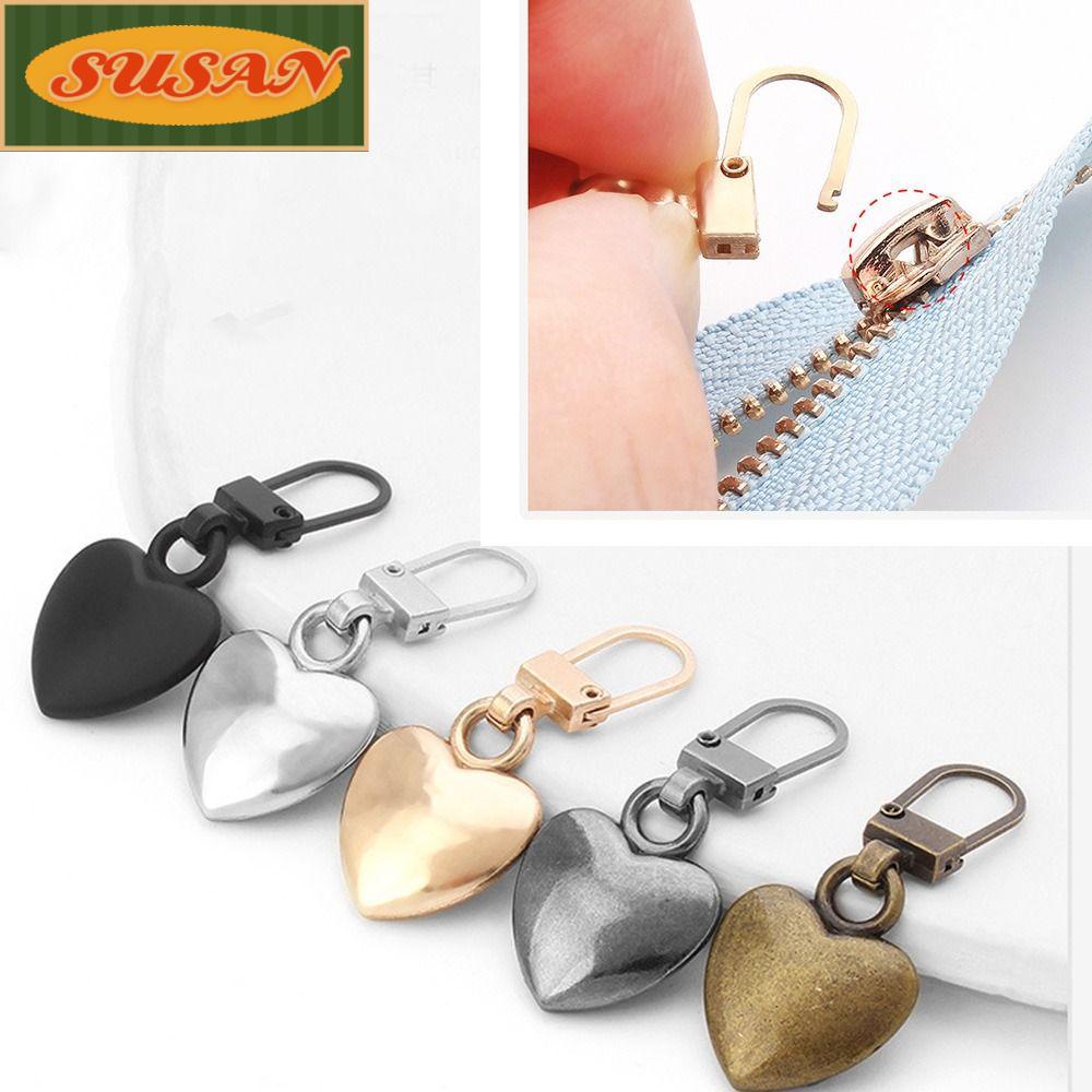 Bộ 5 Đầu Khóa Kéo Kim Loại Hình Trái Tim Thay Thế Cho Ba Lô