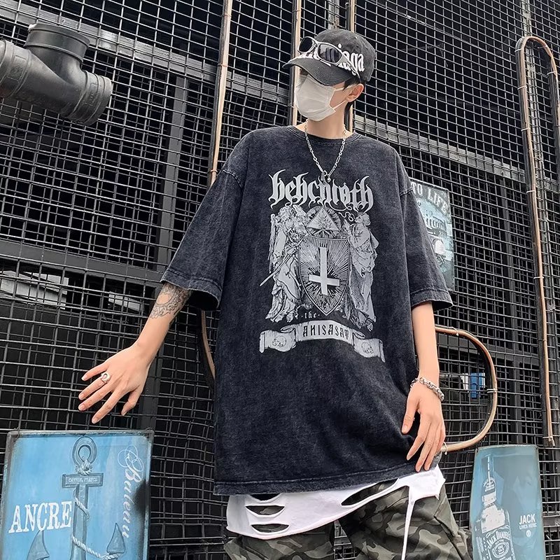 Áo Thun Cotton Ngắn Tay Phong Cách Retro Đường Phố Cho Nam